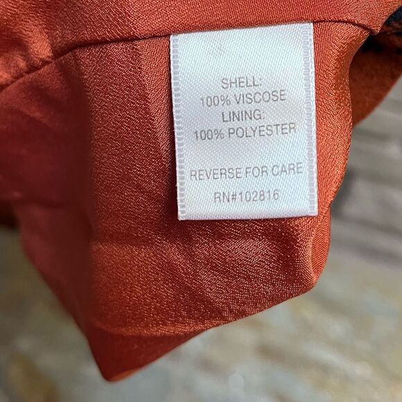 Garnet Hill Shirtdress Floral Print Drop Waist Pockets Rust Navy 12 - Picture 6 of 11